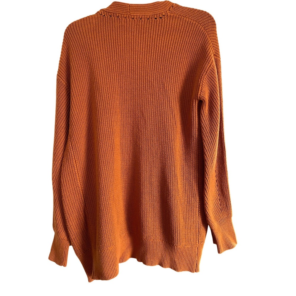 BP Nordstrom Burnt Orange Ribbed Cotton Open Front Cardigan Sweater Small - Picture 7 of 7